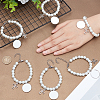 6Pcs 304 Stainless Steel Flat Round Sublimation Blank Tag Charm Bracelets with Glass Pearl Beaded BJEW-CA0001-06-3