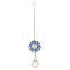 Glass Flower Hanging Suncatchers HJEW-P018-F04-1