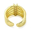 Brass with Cubic Zirconia Open Cuff Ring RJEW-B051-05G-3
