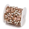 Natural Sunstone Nuggets & 316 Stainless Steel Handmade Link Chains CHS-K021-14G-18-2