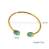 304 Stainless Steel & Natural Amazonite Cuff Bangles WG6ED08-01-1