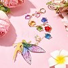 Brass & Transparent Epoxy Resin Fairy Pendant Decoration HJEW-JM02635-03-2