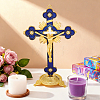 Religion Alloy Enamel Crucifix Cross Statue Display Decorations DJEW-WH0043-105E-2