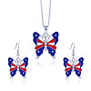 Independence Day Zinc Alloy Enamel & Rhinestone Pendant Necklaces & Dangle Earrings Sets FS-WG64DB3-06-1