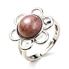 Natural Rhodochrosite Adjustable Rings RJEW-P043-01P-24-4