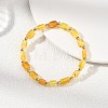 Natural Amber Cuboid Beads Stretch Bracelets for Women Men BJEW-JB13639-01-1