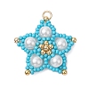 Glass Seed Beaded Star Pendants PALLOY-MZ00524-01-1