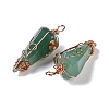 Natural Green Aventurine Copper Wire Wrapped Big Pendants G-B073-02RG-02-2