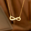 Valentine's Day Brass Pave Clear Cubic Zirconia Infinity Pendant 304 Stainless Steel Cable Chain Necklaces for Women WG1F303-04-1