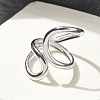 304 Stainless Steel Open Cuff Ring for Women RJEW-M025-02P-2