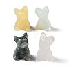 Natural & Synthetic Mixed Gemstone Carved Dog Figurines DJEW-M015-10-1