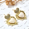 Heart Brass Enamel Stud Earrings EJEW-Z086-17G-01-3