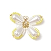 Two Tone Glass Seed Beaded Butterfly Pendants PALLOY-MZ00563-04-1