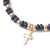2Pcs Natural Lapis Lazuli Beads Stretch Bracelets BJEW-JB13415-02-4