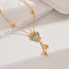 Fashionable Brass Pave Cubic Zirconia Butterfly Pendant Necklaces CT9950-2-1