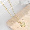 Brass Micro Pave Clear Cubic Zirconia Heart with Key Pendant Necklaces for Women NJEW-M088-02G-01-1