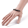 2Pcs 2 Color Natural Obsidian Chip Beaded Link Bracelets Set with 304 Stainless Steel Cable Chains BJEW-JB07914-01-3