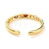 Colorful Cubic Zirconia Cuff Bangle BJEW-D448-27G-RS-4