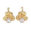 304 Stainless Steel Rhinestone Pendants STAS-P438-34G-1