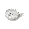 Brass Pave Natural Shell Flat Round with Letter Charms KK-Z115-13P-Z-2