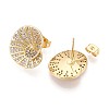 Spiral Shell Brass Micro Pave Cubic Zirconia Stud Earrings EJEW-B153-02G-2