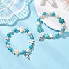 2Pcs Synthetic Turquoise Beaded Stretch Bracelets BJEW-JB13292-1
