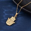 Hamsa Hand 304 Stainless Steel Pendant Necklaces NJEW-H059-01G-2