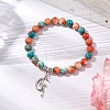 Synthetic Ocean White Jade Round Beaded Charm Bracelets for Women BJEW-JB11372-1