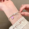 Alloy Acrylic Hot Pink Heart Bowknot Charm Bracelets for Women AL-CBA3C8B-09S-1