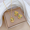 Brass Micro Pave Cubic Zirconia Pendant Necklace & Stud Earrings WG7AC39-80-1