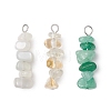 3Pcs  Natural White Moonstone & Green Aventurine & Citrine Chip Beaded Constellation Pendants PALLOY-JF03043-02-1