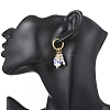 Brass Flower with Leaf Hoop Earrings EJEW-JE06745-2