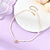 Brass Enamel Pink Rocking Horse Pendant Natural Cultured Freshwater Pearl Beaded Necklaces for Women NJEW-JN06163-1