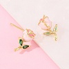 Valentine's Day Flower Brass Micro Pave Clear Cubic Zirconia Stud Earrings EJEW-T051-01G-1