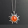 Natural Red Jasper Sun Pendant Alloy Chain Vintage Necklaces WB3716-8-1