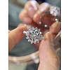 Rhodium Plated 925 Sterling Silver Flower Micro Pave Moissanite Adjustable Rings for Women WG9AA84-04-1