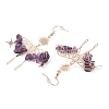 Natural Amethyst Chips Dangle Earrings EJEW-S214-01B-2