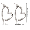 Brass Heart Dangle Stud Earrings with 925 Sterling Silver Pins for Women JE1091B-2