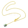 Natural Abalone Shell Geometric Pendant Lariat Slider Necklaces with Brass Cable Chain NJEW-JN06636-4