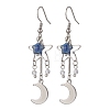 Moon Natural Lapis Lazuli  Dangle Earrings EJEW-JE06776-03-3