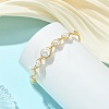 Herringbone Wire-Wrapped Shell Pearl Brass Cuff Bangles BJEW-JB14036-2