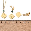 Rhombus 304 Stainless Steel Enamel Flower Pendant Necklaces & Stud Earrings Sets SA-CBA2C2A-02G-5