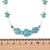 Summer Beach Dyed Synthetic Turquoise Starfish Turtle & Natural Shell Column Graduated Beaded Necklaces with Natural Apatite Faceted Round Beads NJEW-JN06601-02-4