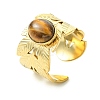Natural Carnelian/Black Agate/Tiger Eye/Lapis Lazuli/Moss Agate Cuff Open Rings RJEW-JR01079-04-4