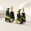 Rectangle with Camouflage Pattern Alloy Imitation Leather Hoop Earrings FS-WG9C653-01-1