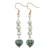Natural Glass & Natural Green Spot Jasper Dangle Earrings for Women EJEW-JE06956-4