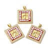 Square with Cross Brass Micro Pave Cubic Zirconia Pendants KK-K385-039G-2