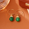 Natural Green Onyx Agate & Brass & Cubic Zirconia Dangle Earrings WGAC9F4-01-1