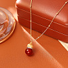 Natural Carnelian(Dyed & Heated) Gourd Shaped Pendant Brass Satellite Chain Necklaces with Clear Cubic Zirconia for Women WGAC9F4-06-1