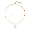 Summer White Resin Love Heart Pendant 304 Stainless Steel Satellite Chain Necklaces for Women PD0685-2-1